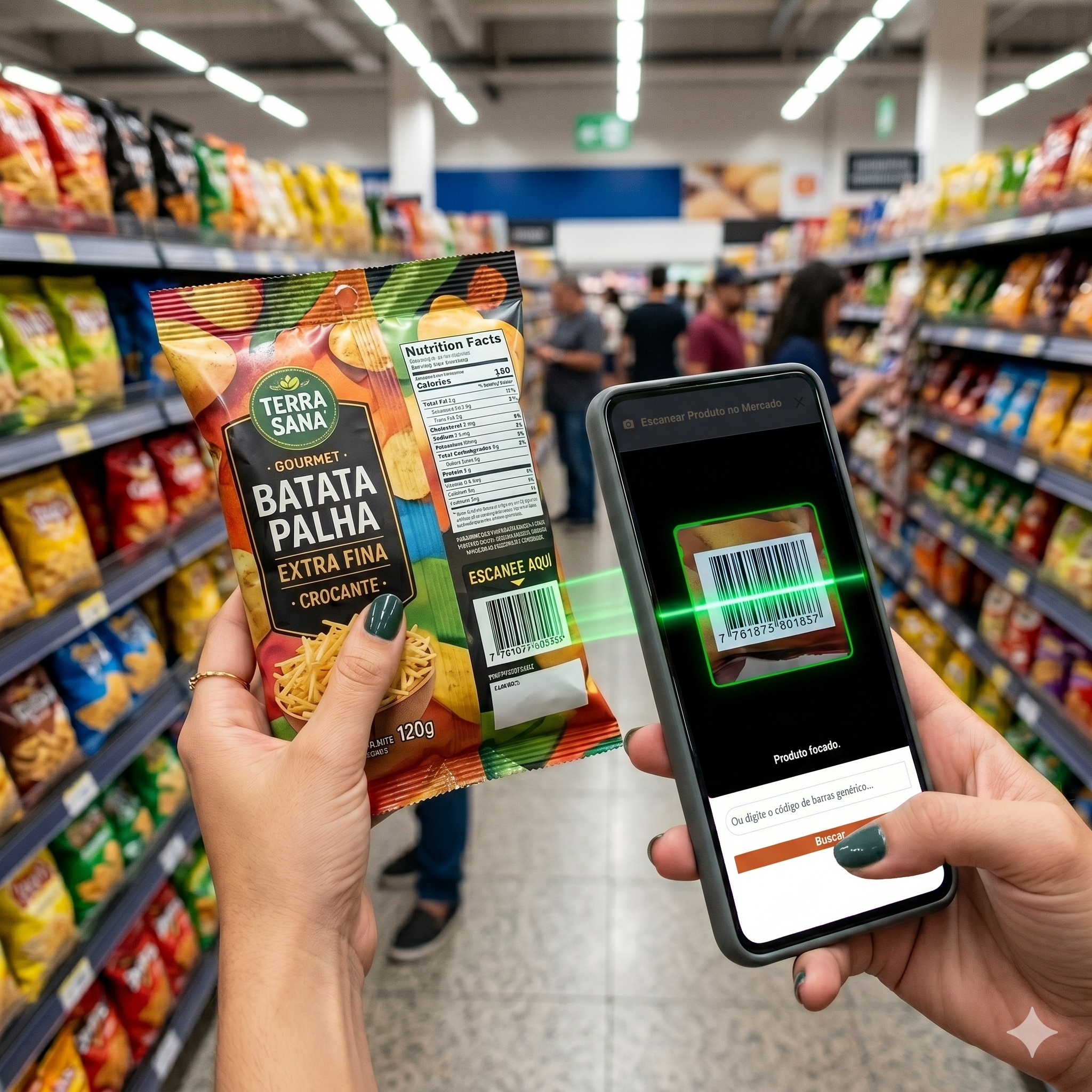 Usuário pode escanear o Código de Embalagem Física no Supermercado